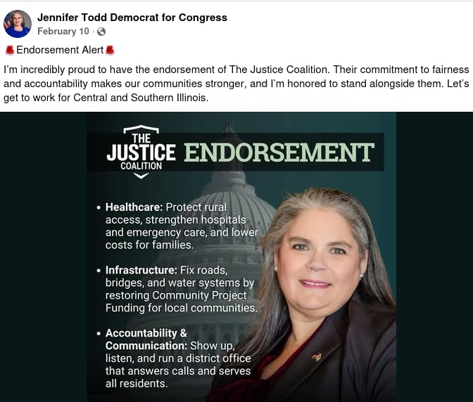 Justice Coalition endorsement