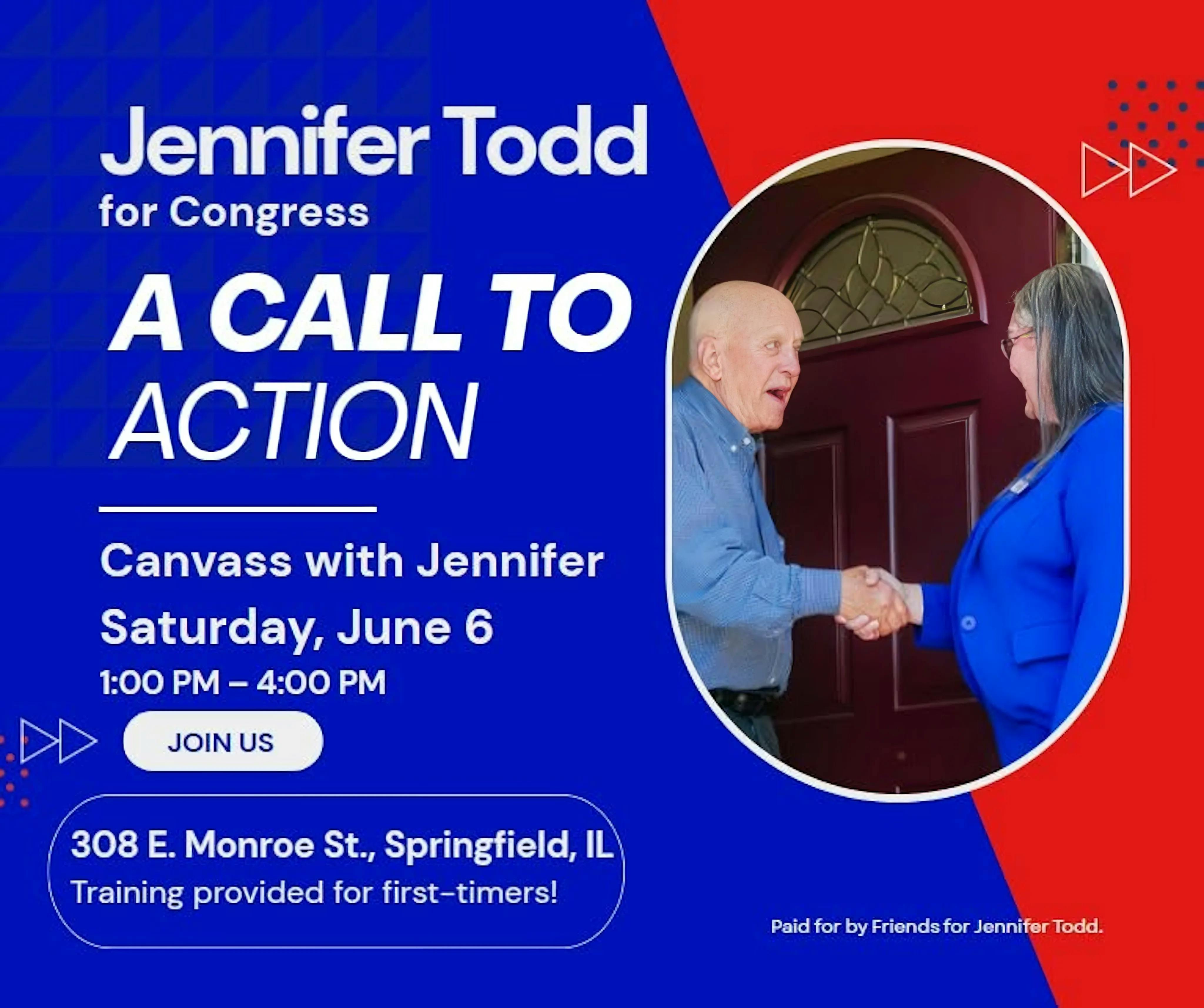 Jennifer Todd greeting a voter
