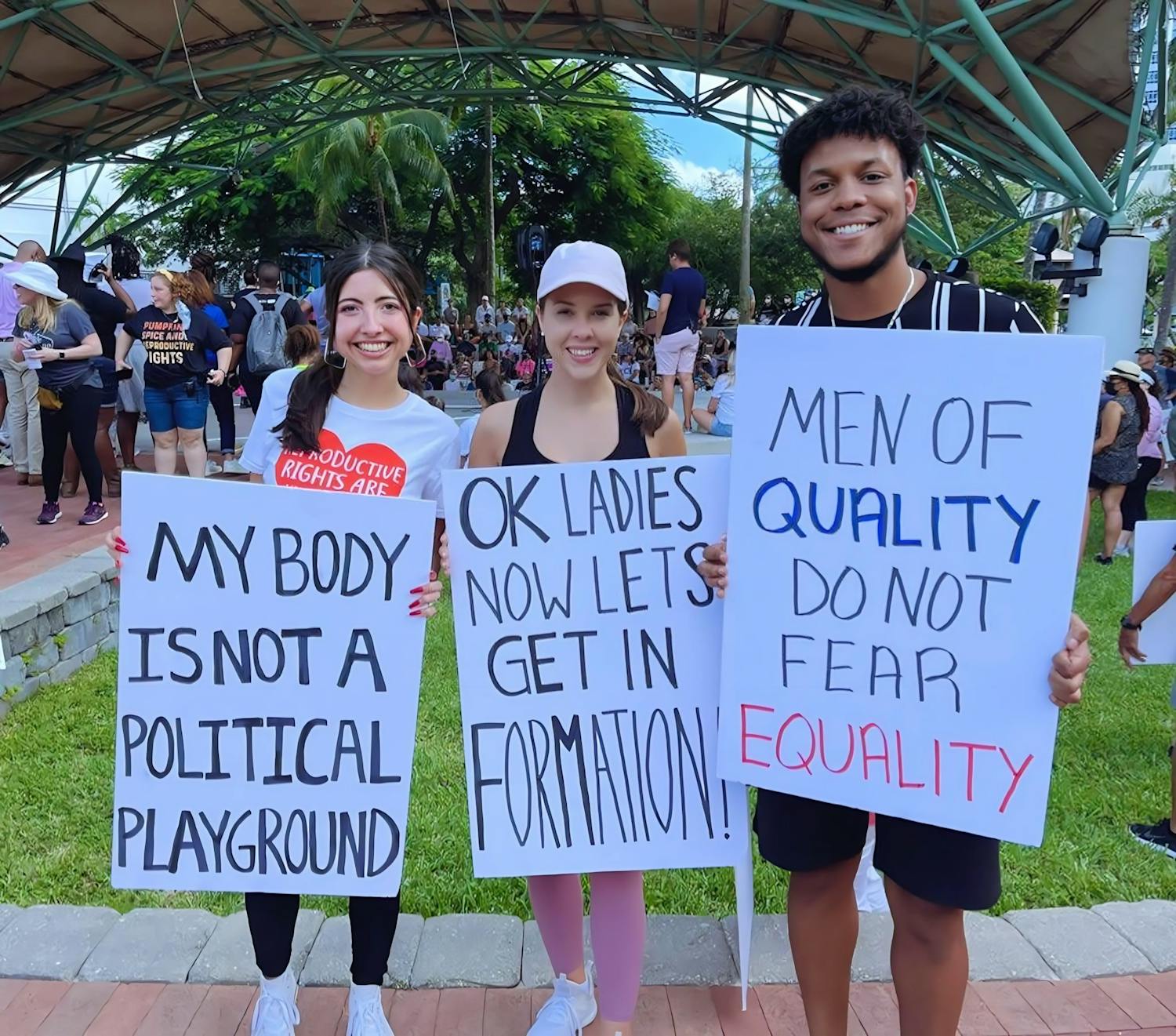 Photo of Emily and friends at a protest for reproductive rights in Broward County,  Florida