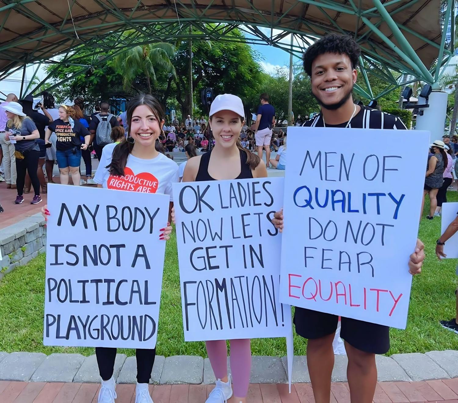 Photo of Emily and friends at a protest for reproductive rights in Broward County, Florida
