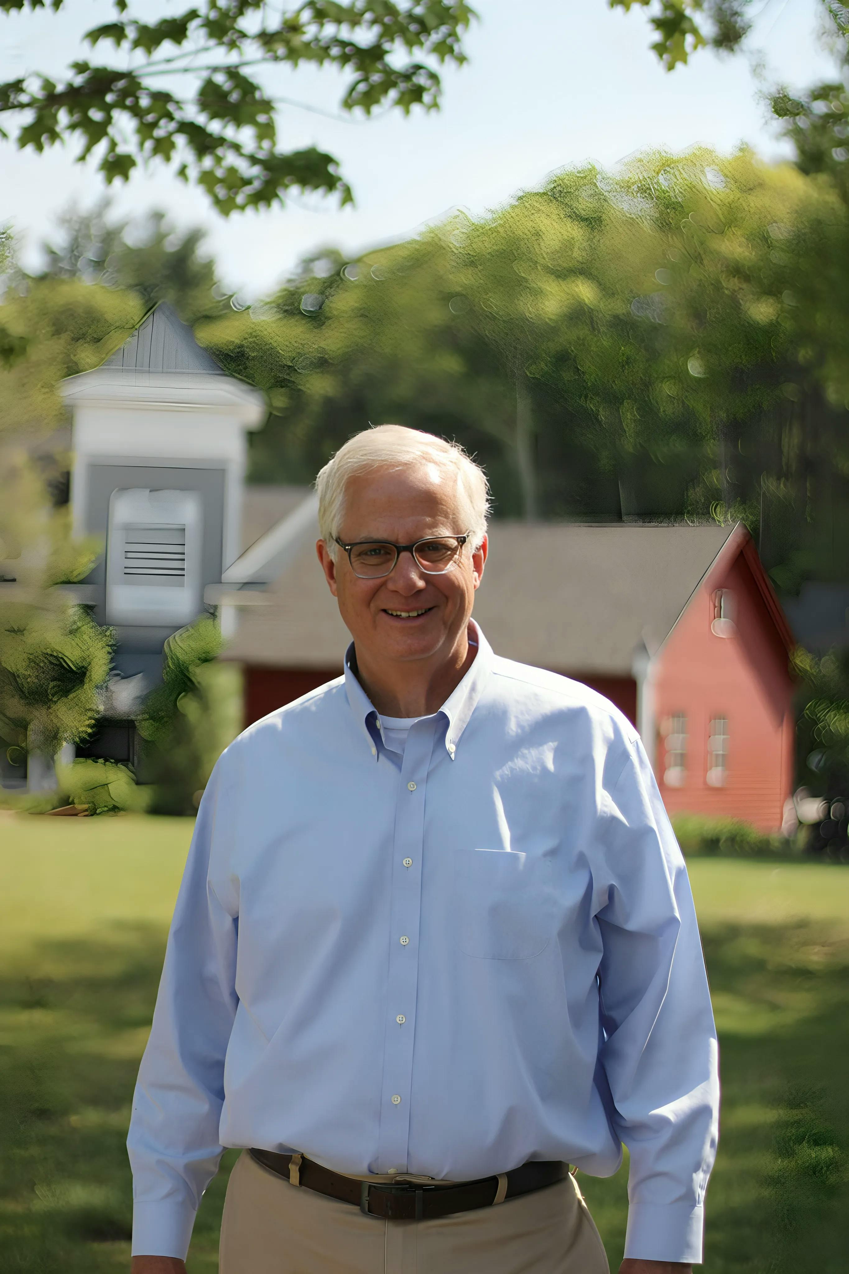 Tom Melville for State Rep in Norfolk's Town Hill with the historic Tramp House in the background.
