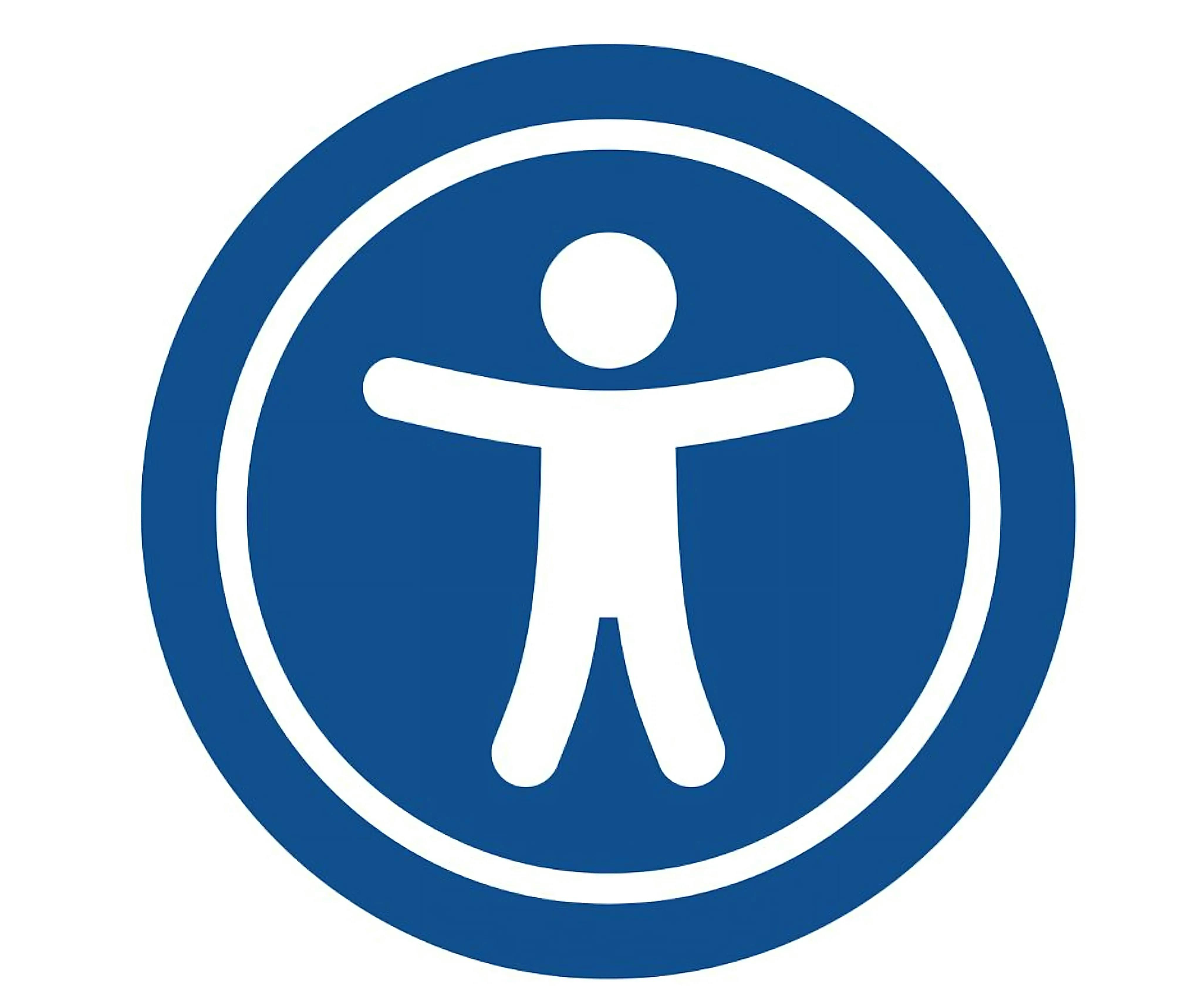website accessability icon blue circle with white human in the center
