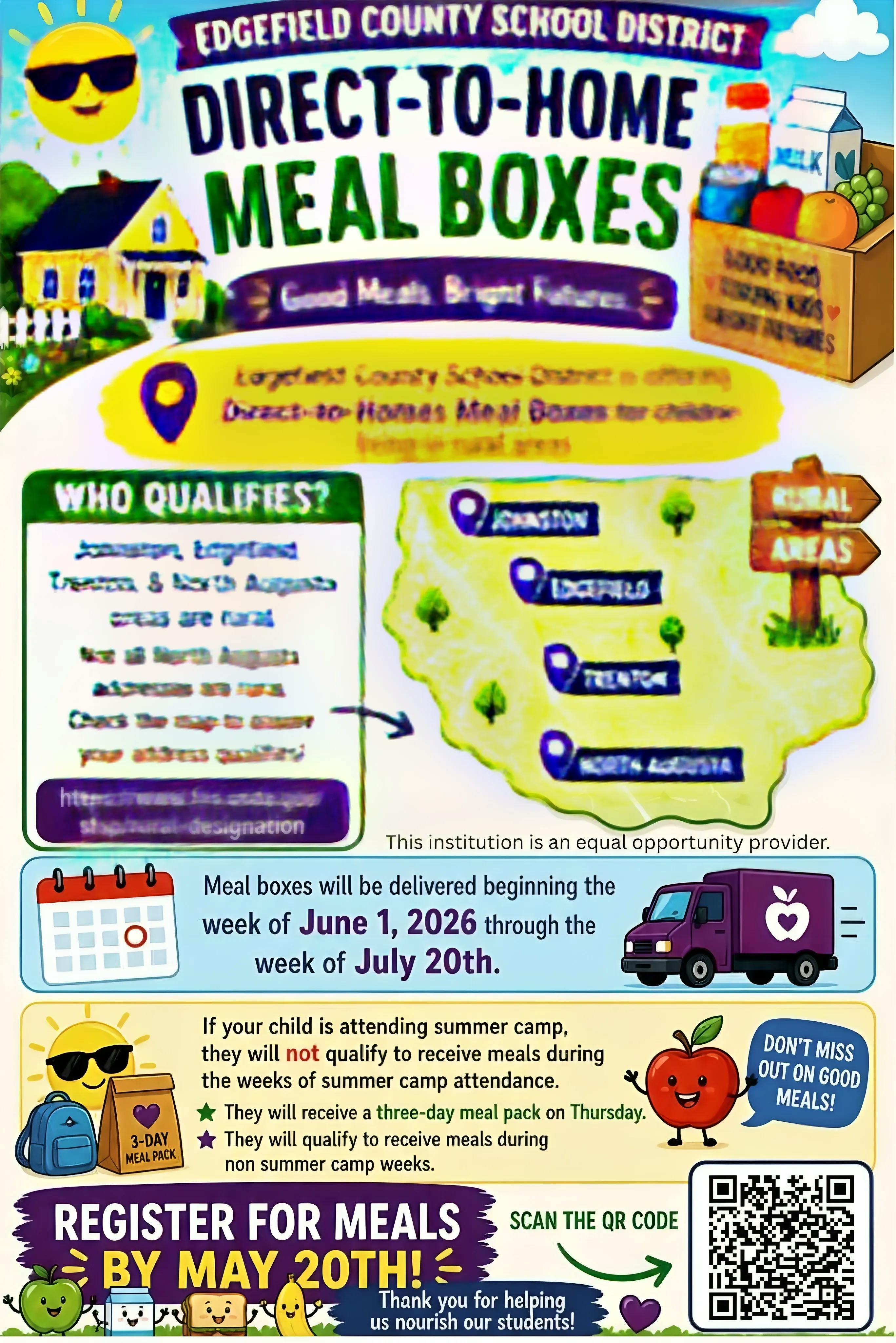 Direct to home meal boxes for children living in rural areas