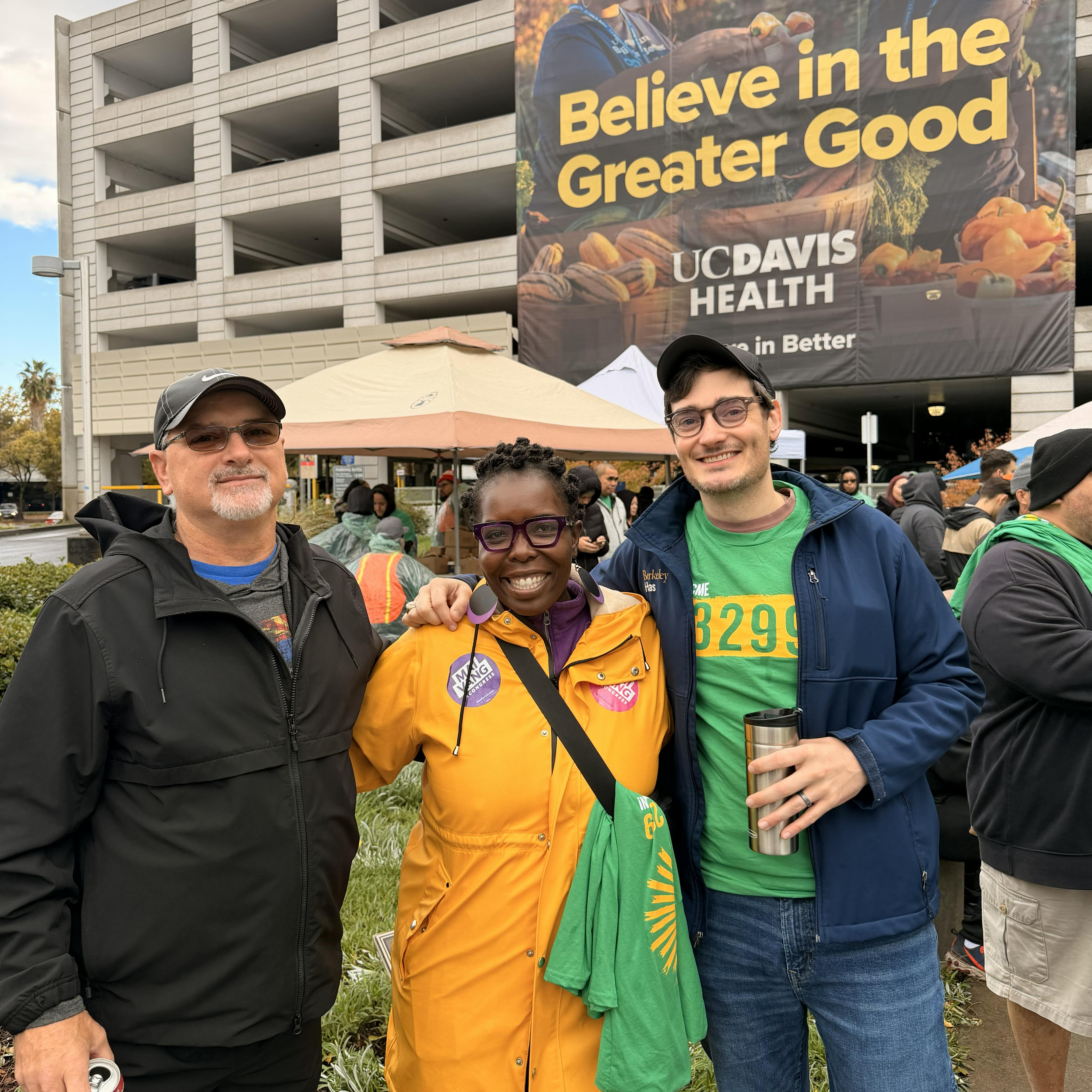 Chris Bennett with Flo Cofer and union member on AFSCME 3299 picket line
