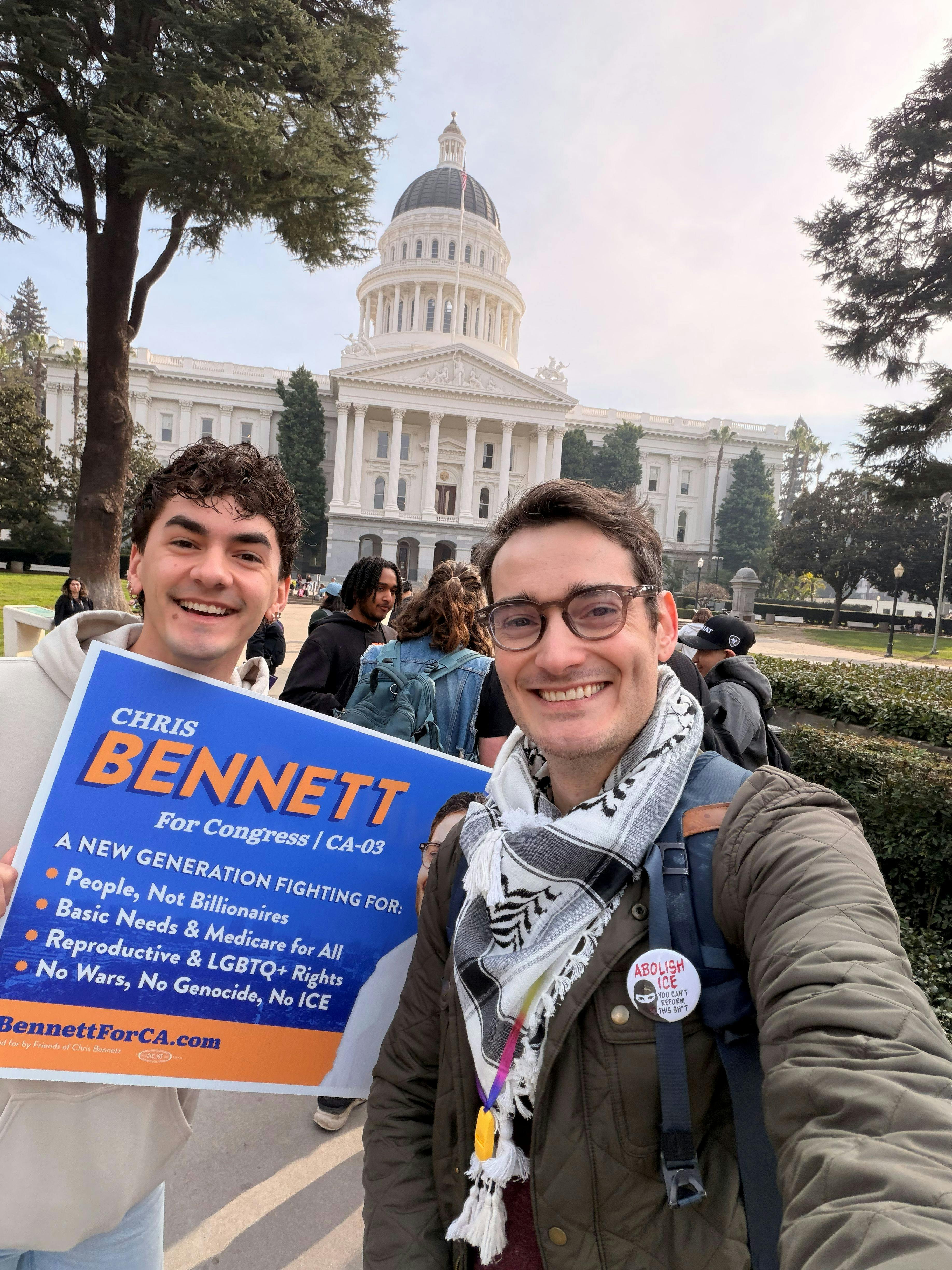 1-30-26 Chris at the State Capitol during the Sacramento area HS Student Walkout