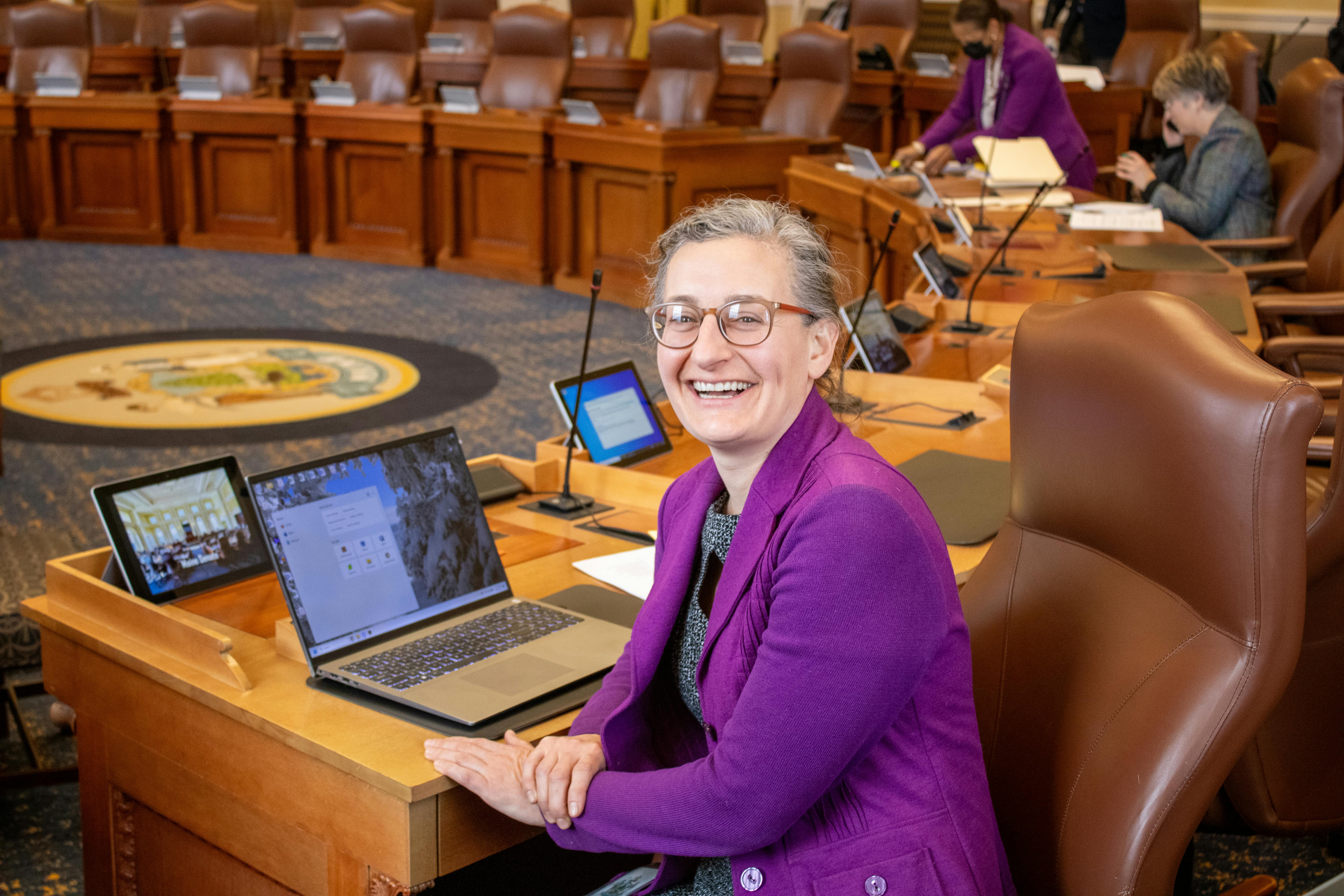 Sen. Grohoski at work in the Senate