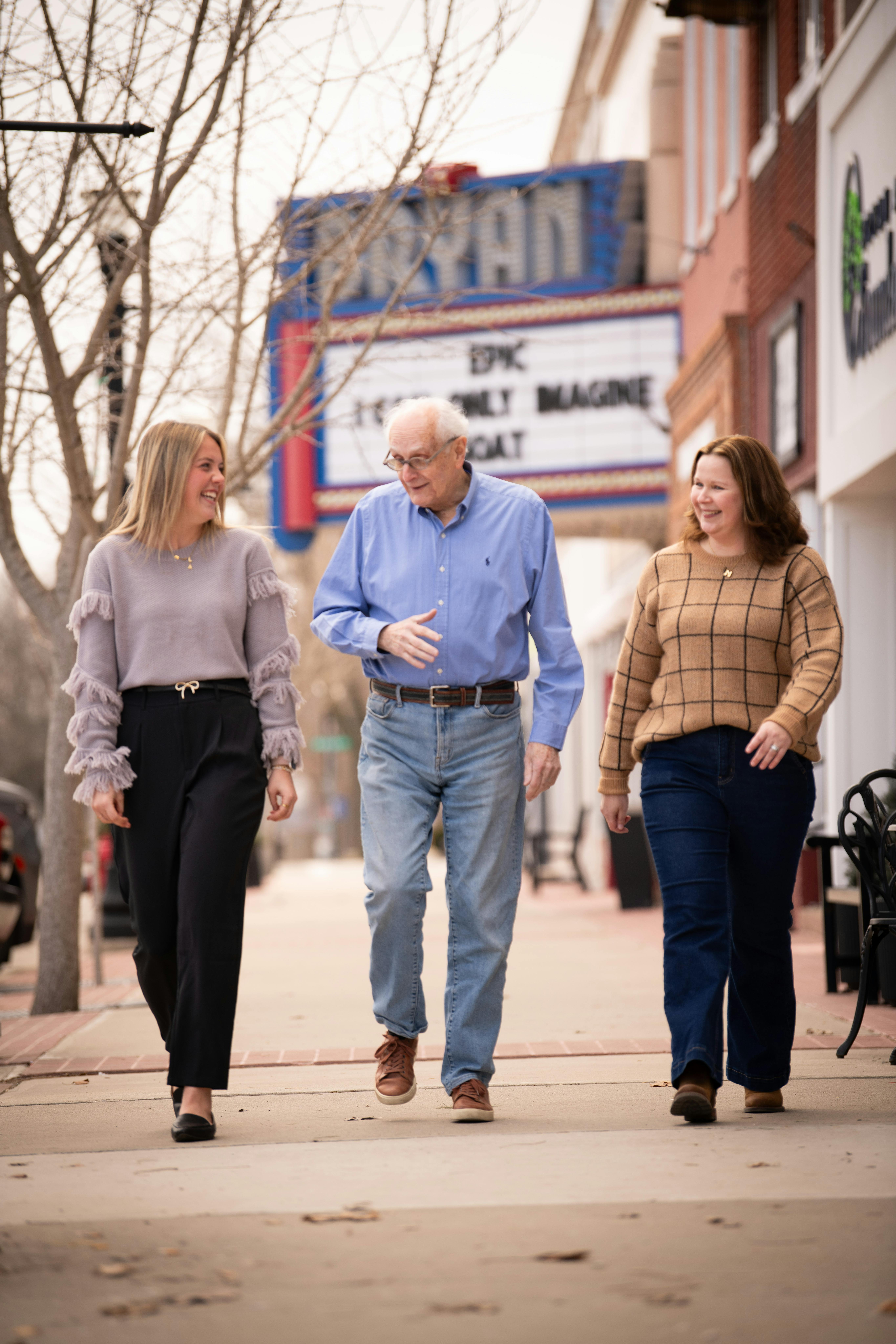 Dave Swanson walking with community members