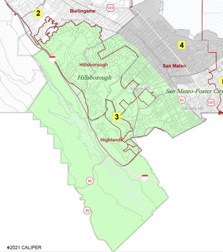 Map of Hillsborough & West San Mateo