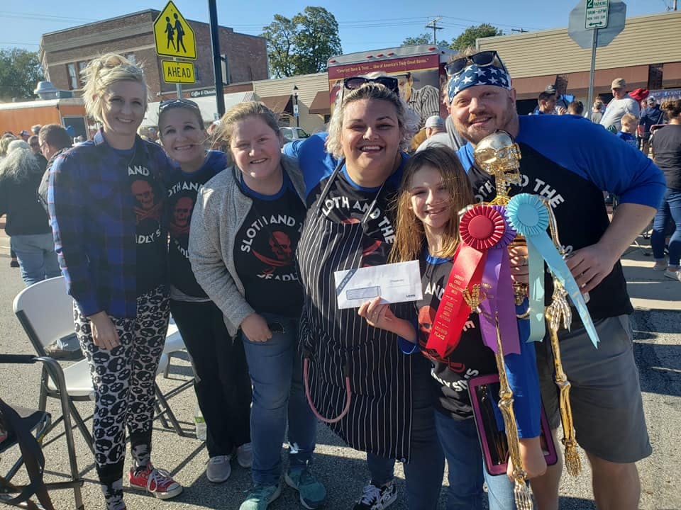 Sarah and crew after winning chili cookoff