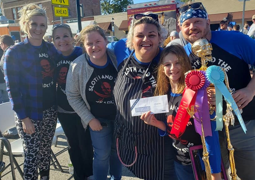Sarah and crew after winning chili cookoff