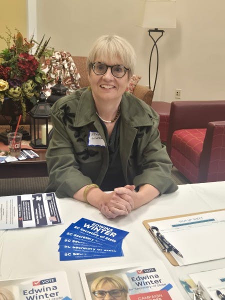 Edwina tabling at an event