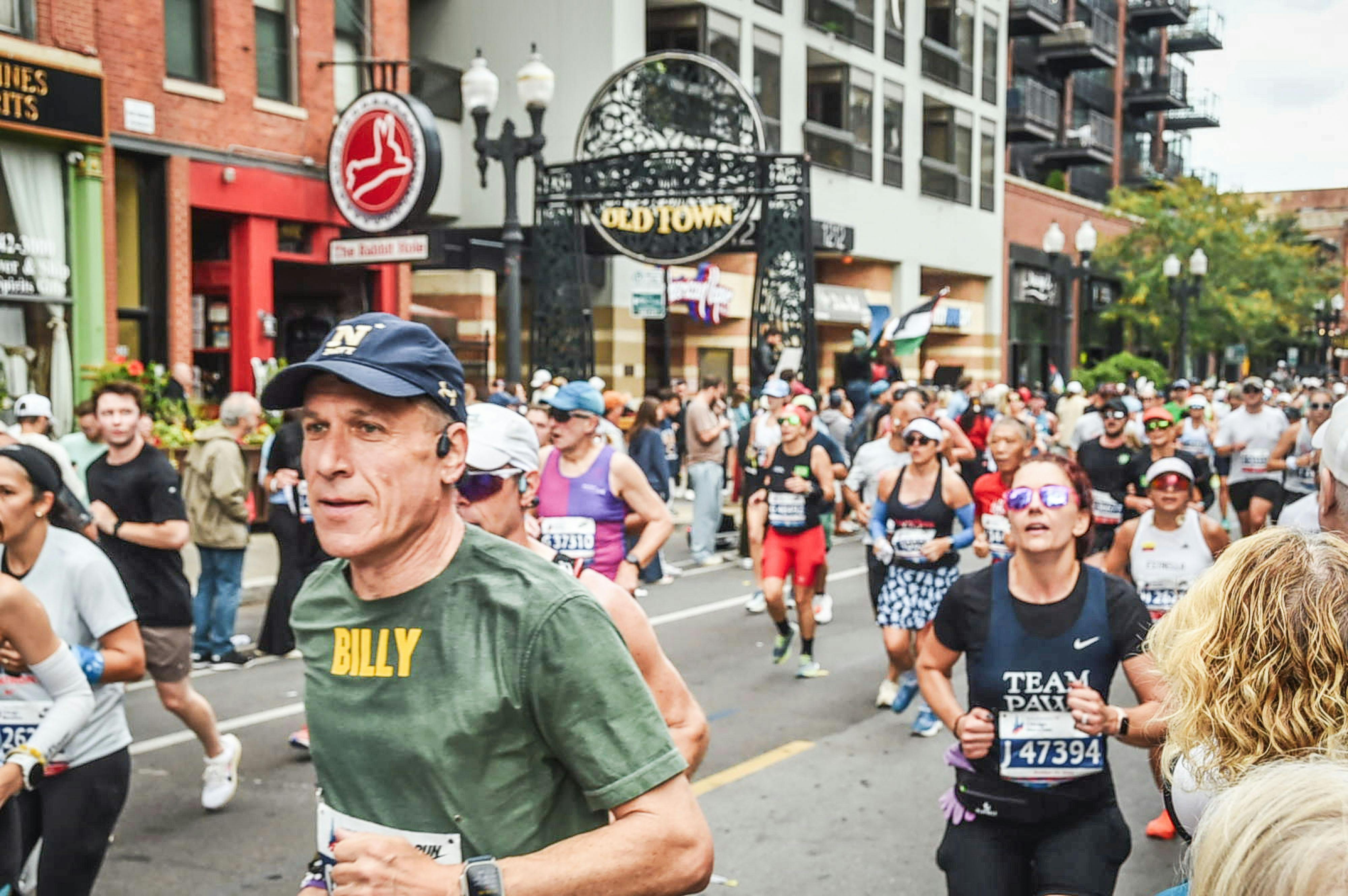 Bill running the Chicago Marathon in 2024