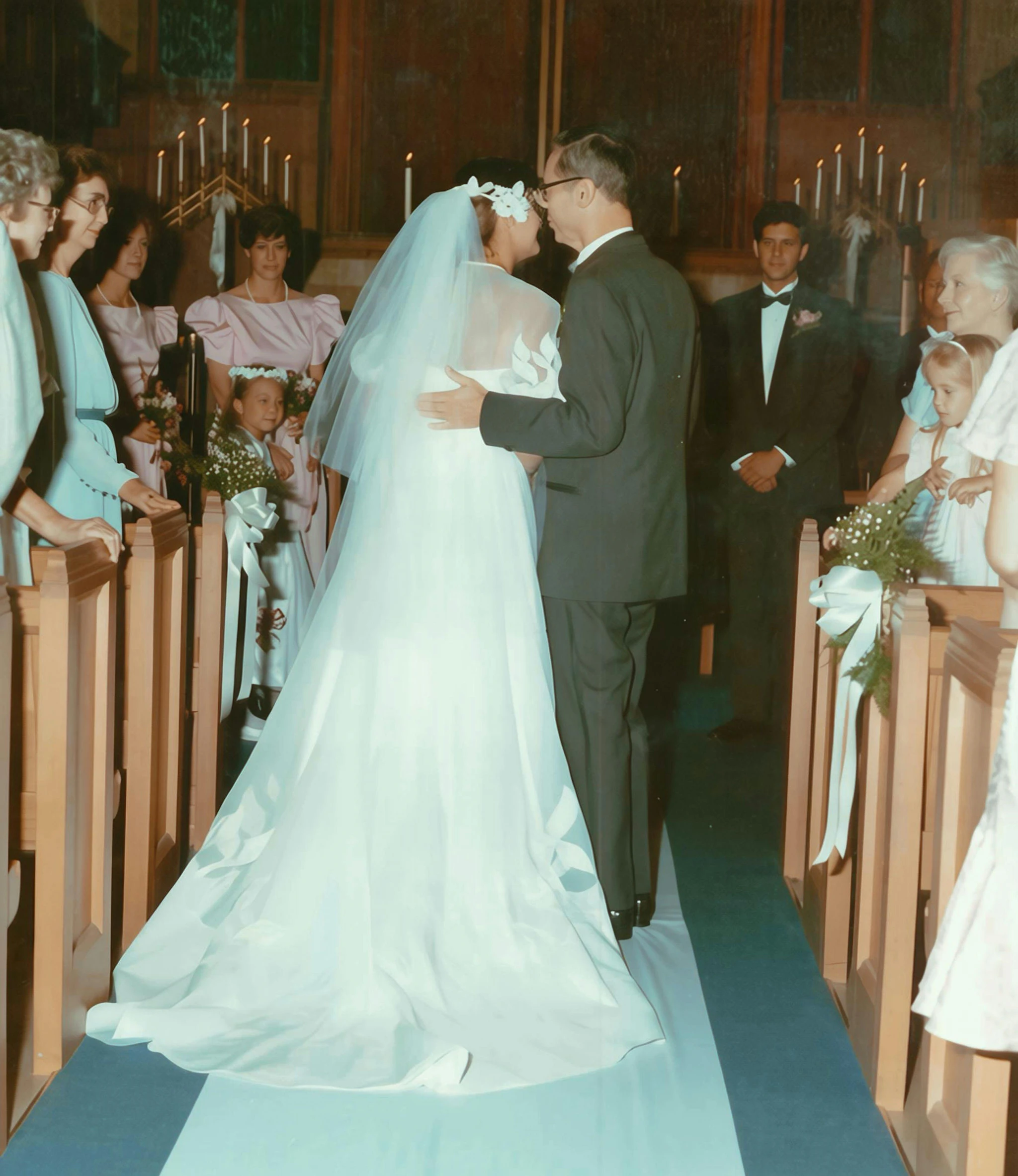 Photo of Joan and her father at her wedding