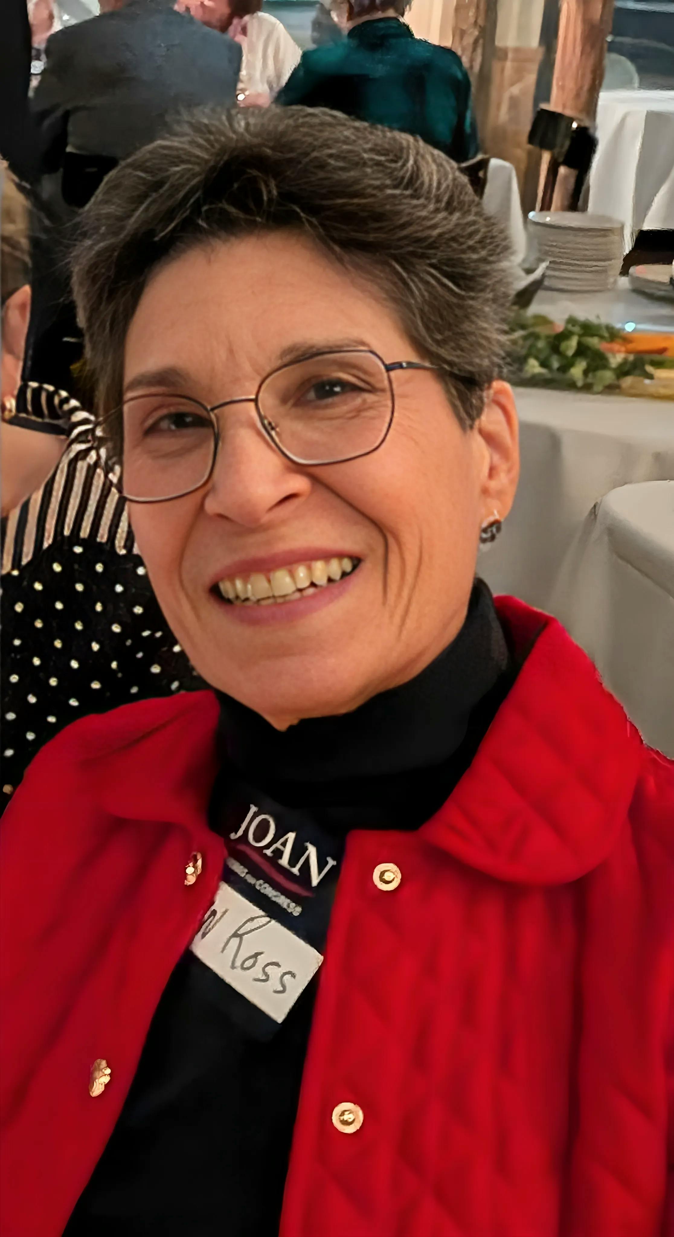 Photo of Ann Ross smiling at Joan's event