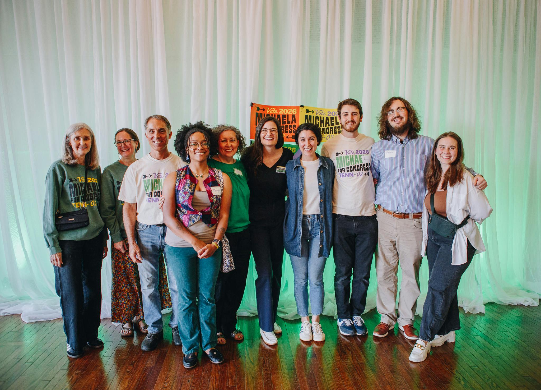 michaela with supporters at a campaign event