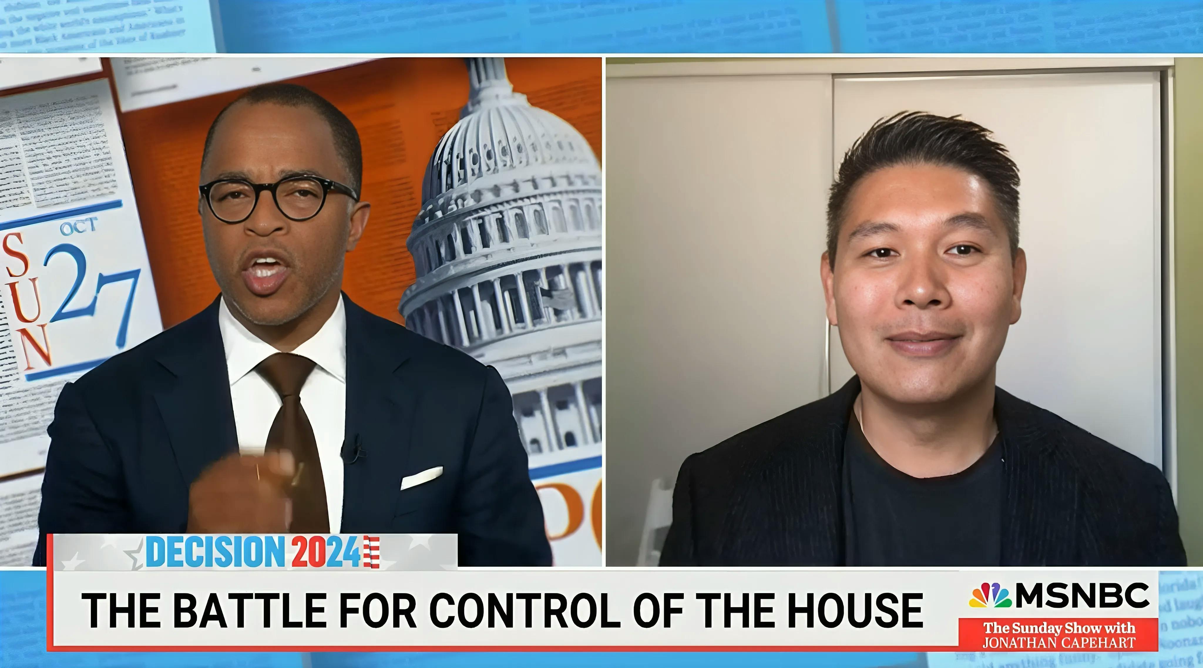 Picture of Derek Tran on MSNBC with Jonathan Capehart