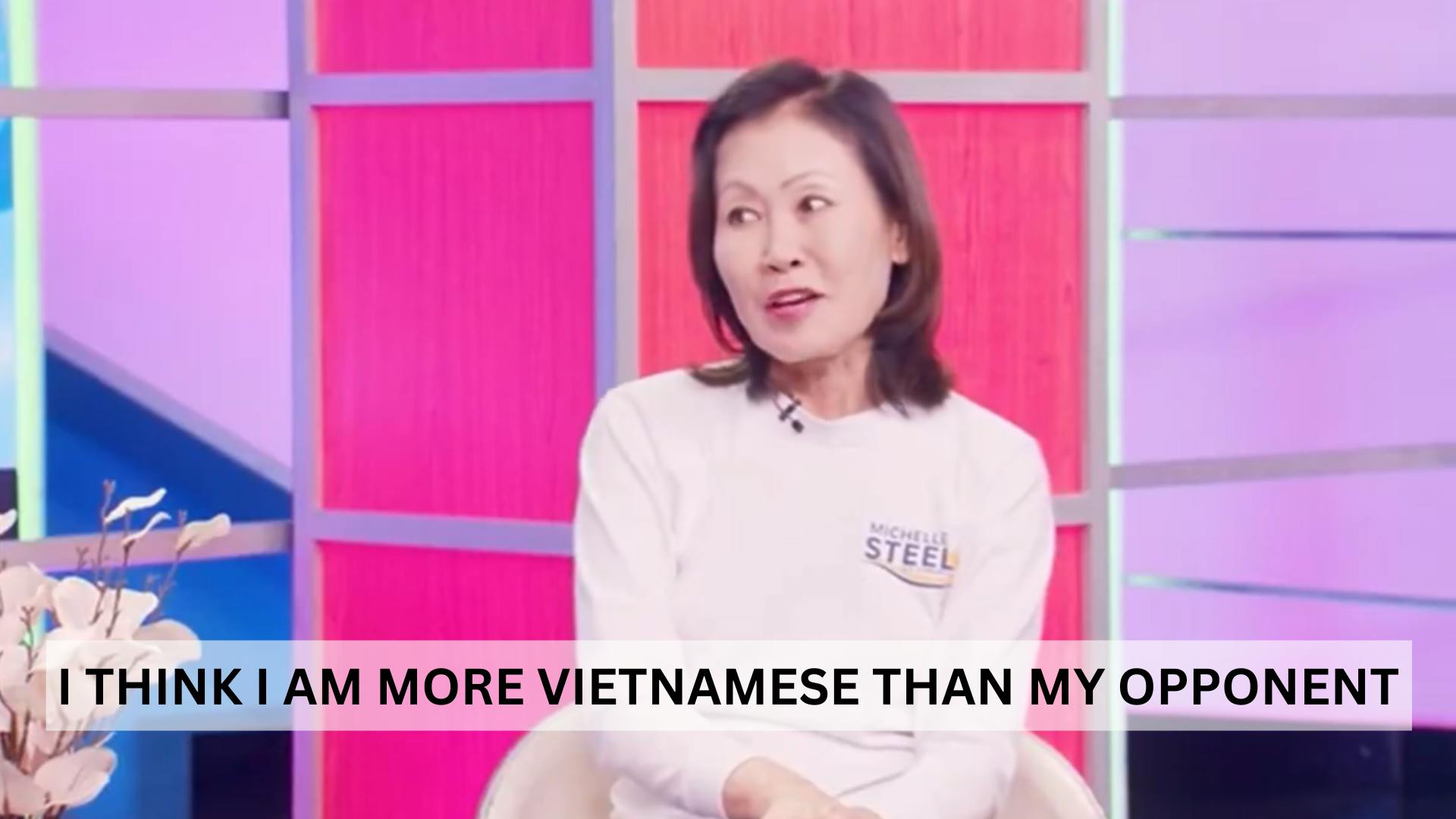 Picture of Michelle Steel saying that she is more Vietnamese than Derek Tran