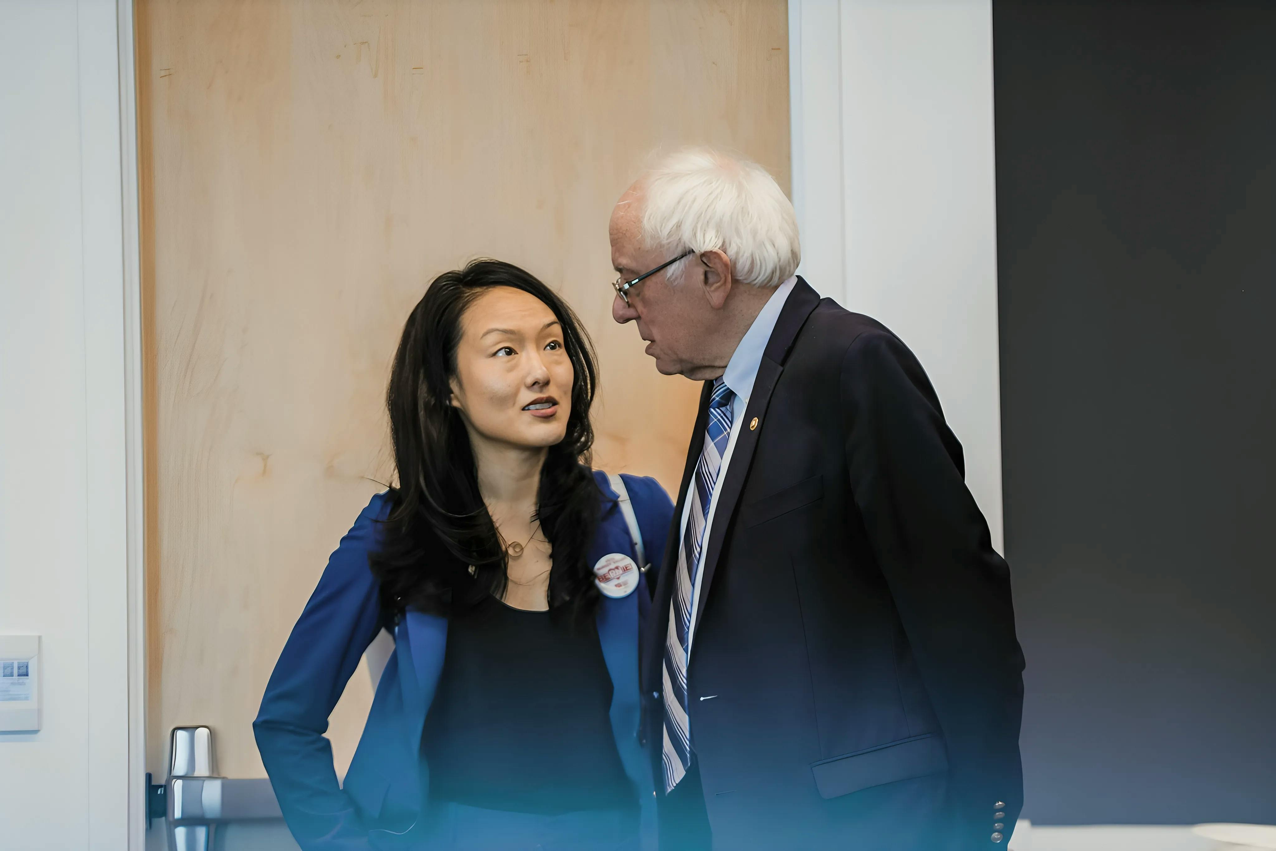 Jane Kim and Bernie Sanders