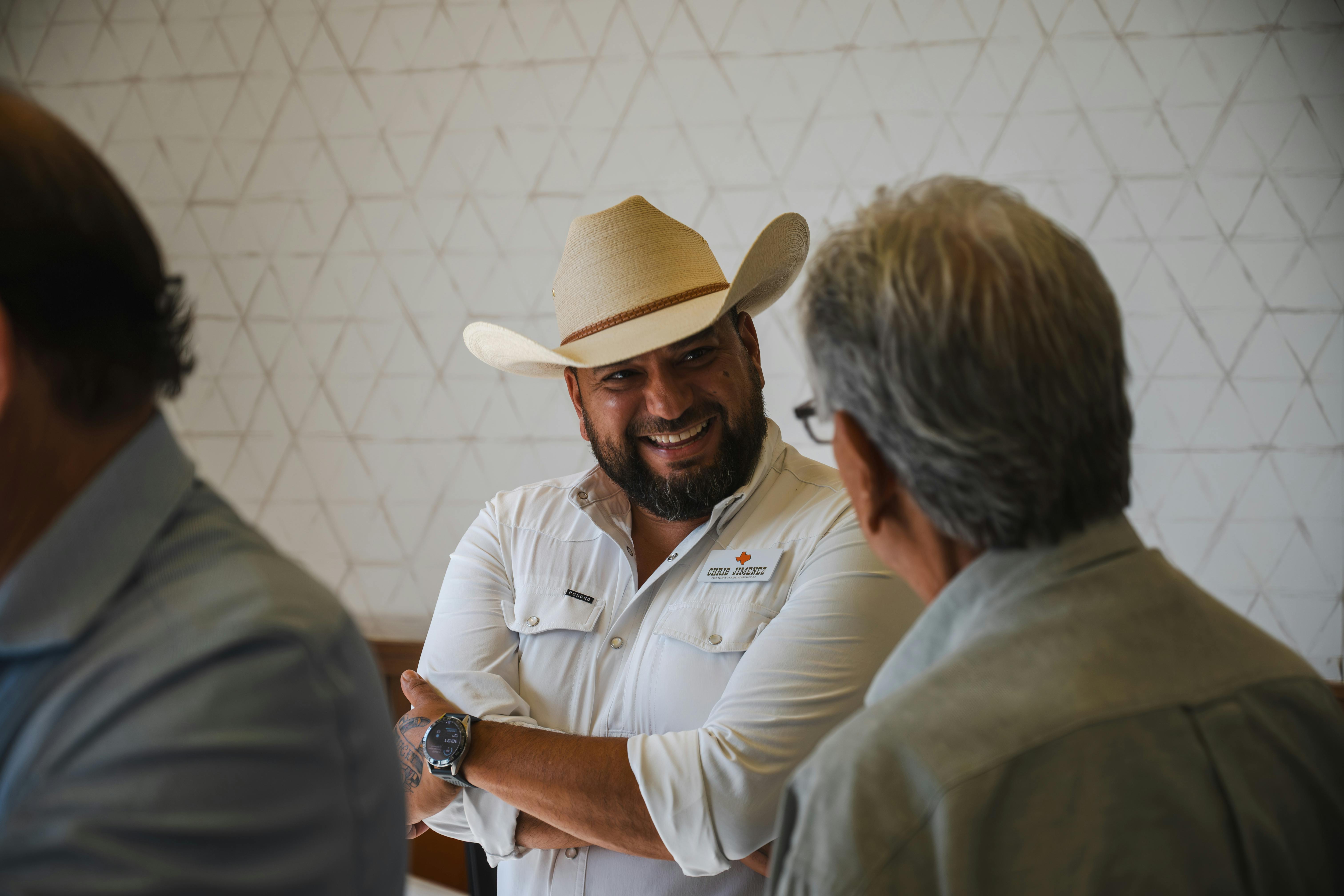 Chris Jimenez listens to a community member