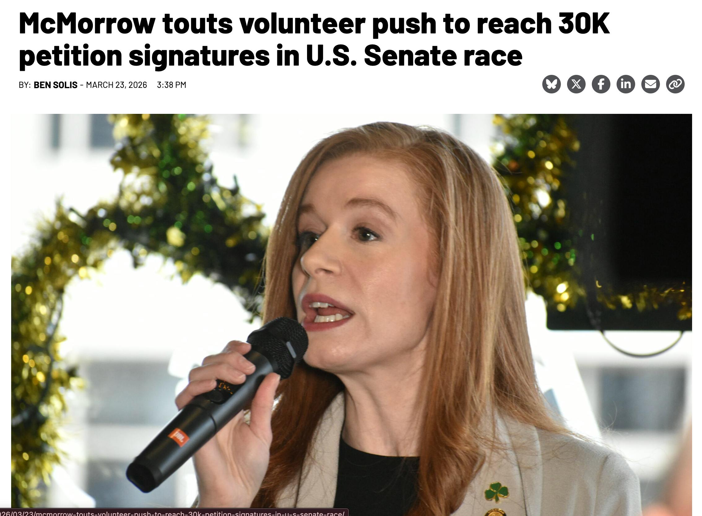 “McMorrow touts volunteer push to reach 30K petition signatures in U.S ...