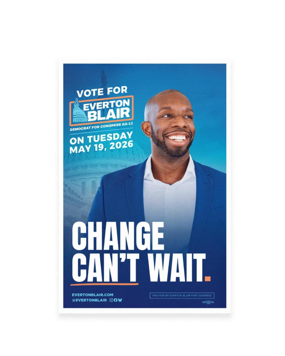 Everton Blair "Change Can't Wait" Poster