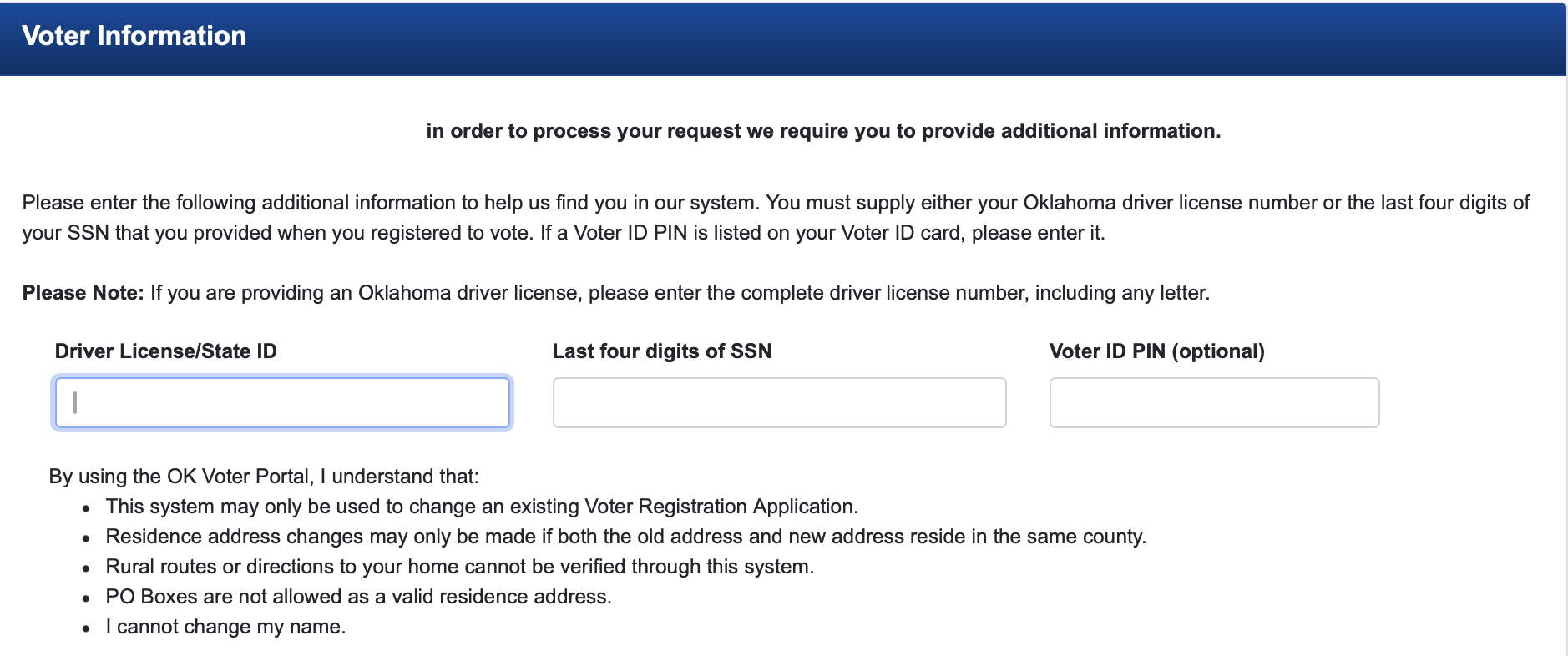 Fill out information