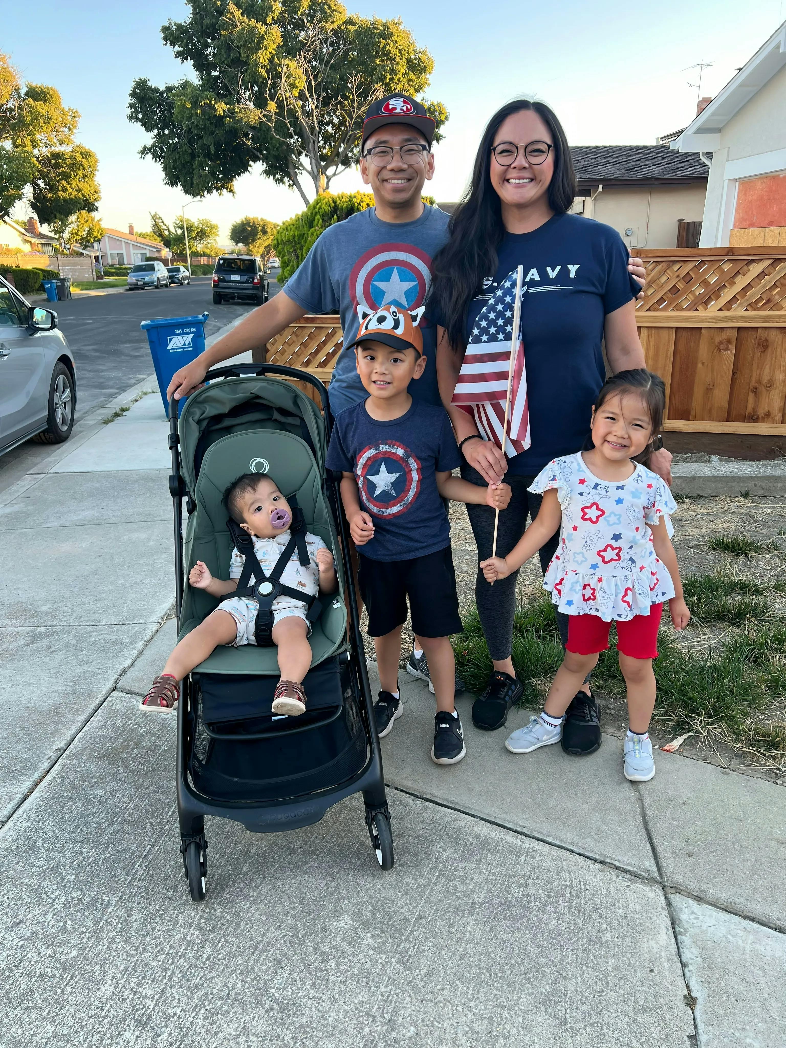 Scott Sakakihara with his wife, Melinda, and three kids celebrating the 4th of July in 2025