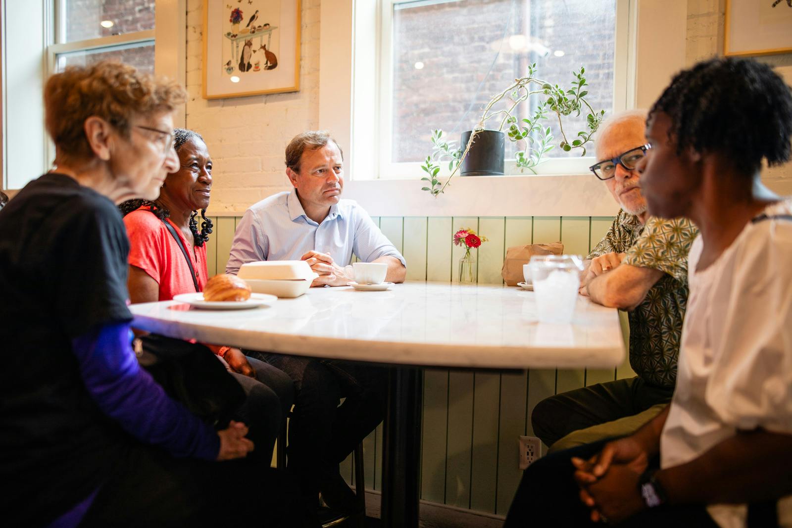 Tom listening to constituents