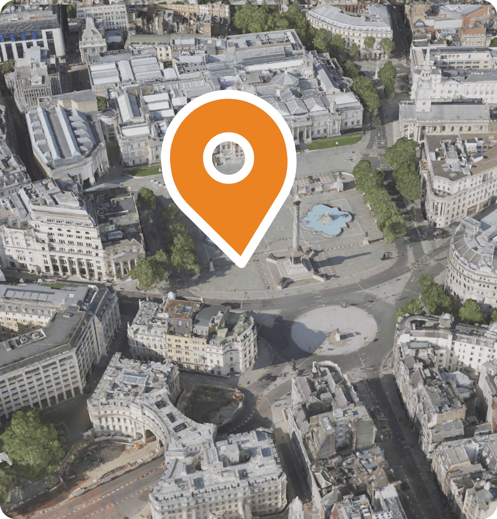 Aerial view of Trafalgar Square