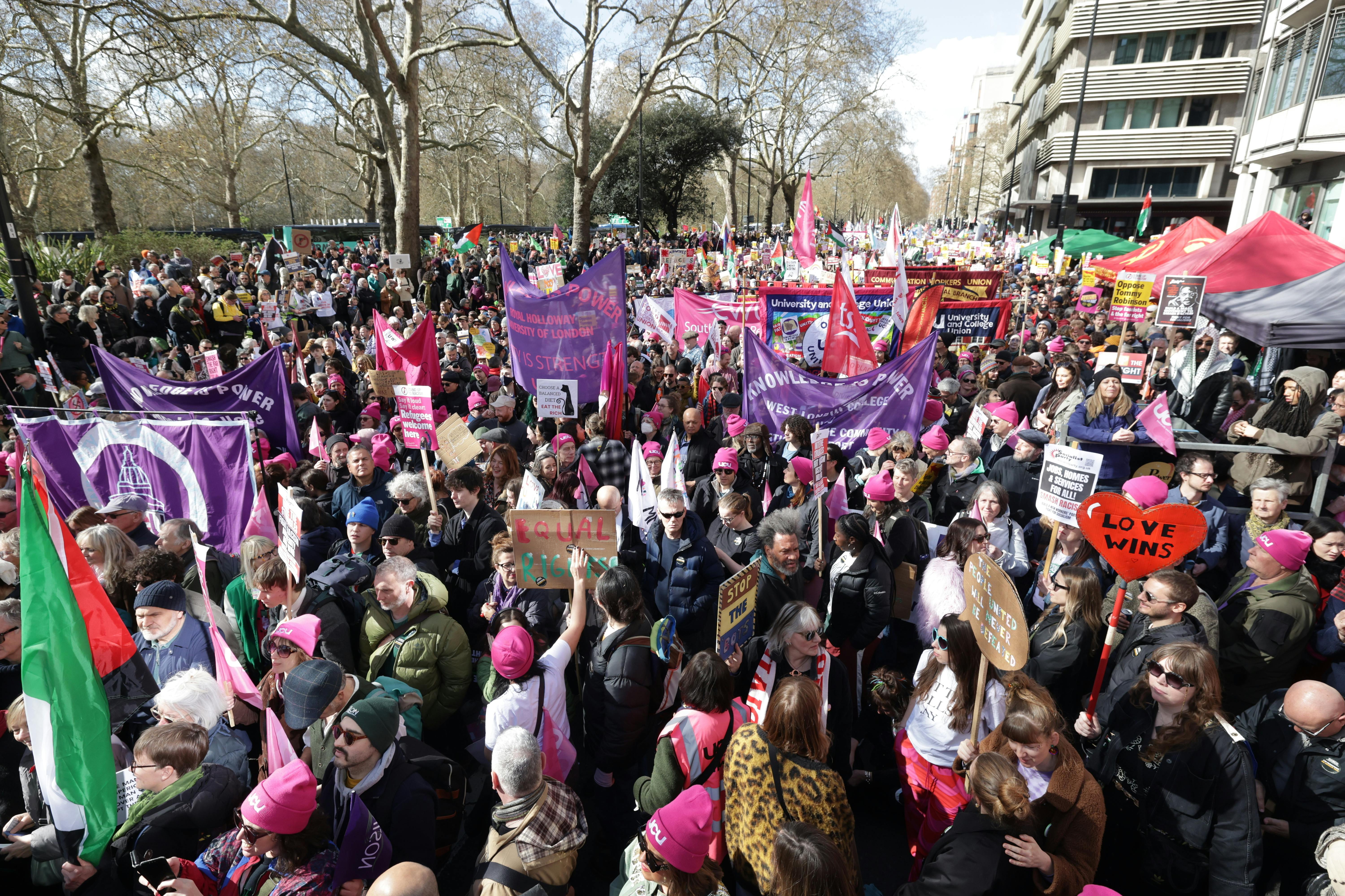 Aerial image of a protest