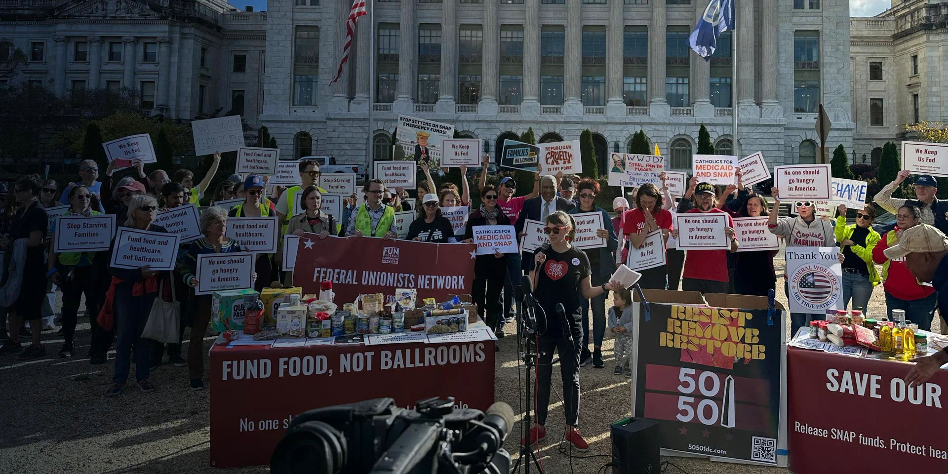 Alexis speaking at a rally outside the USDA.