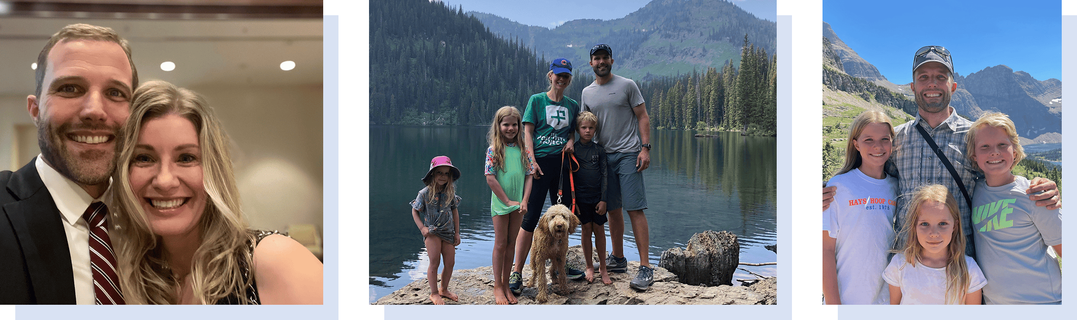 Photos of Seth Bodnar with his wife and family. 