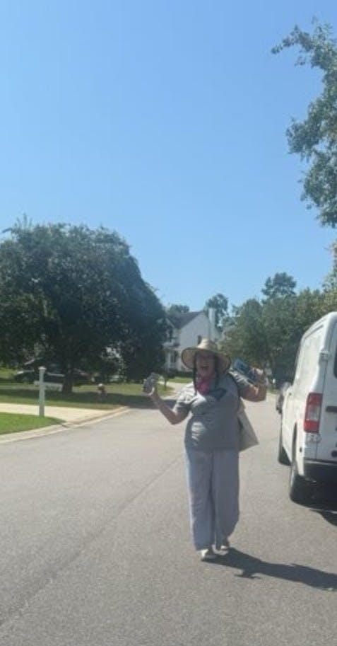 Julie canvassing