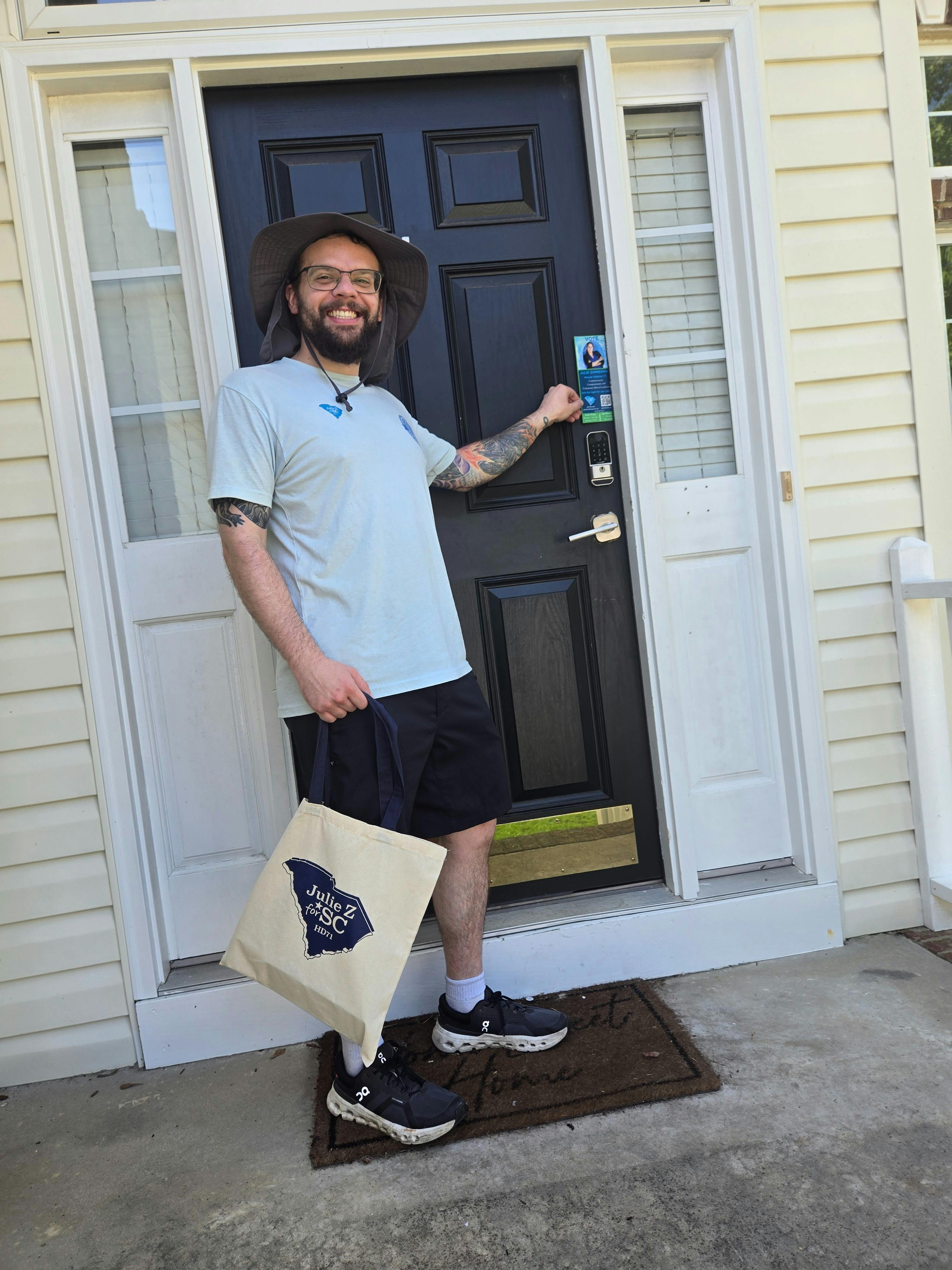Volunteer at a door