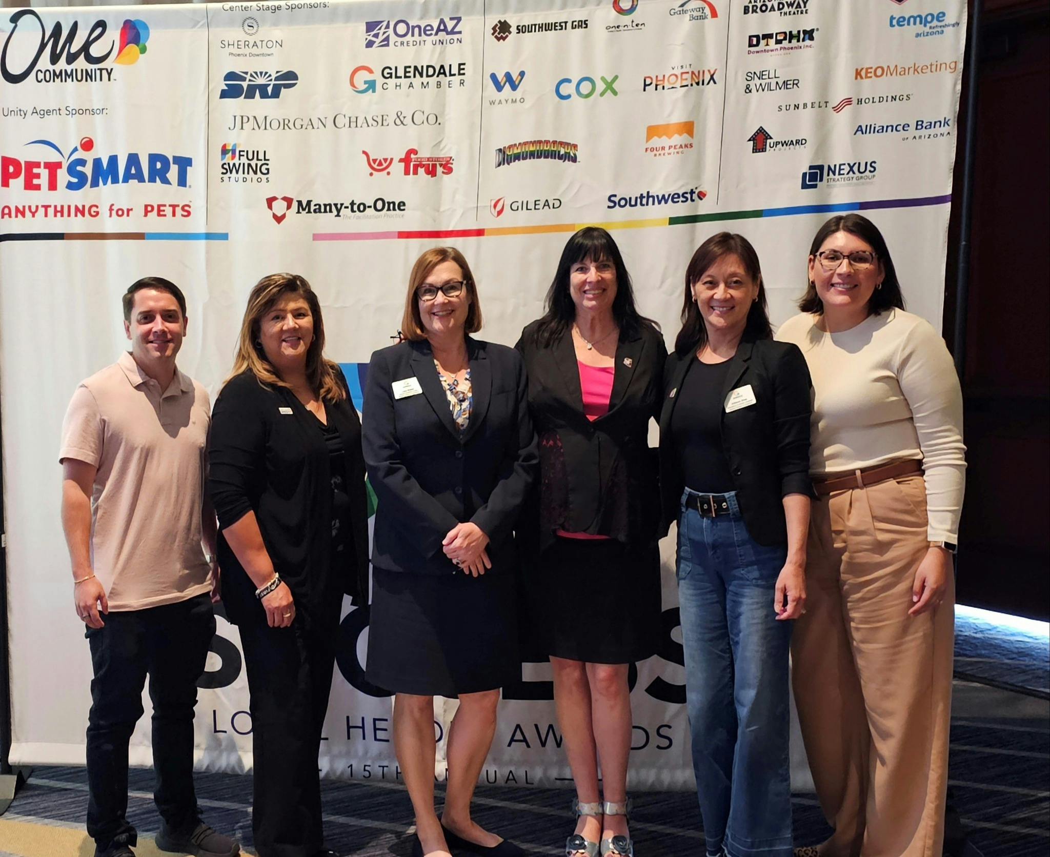 Photo of Lisa with other members of the Glendale Chamber of Commerce at a chamber event.