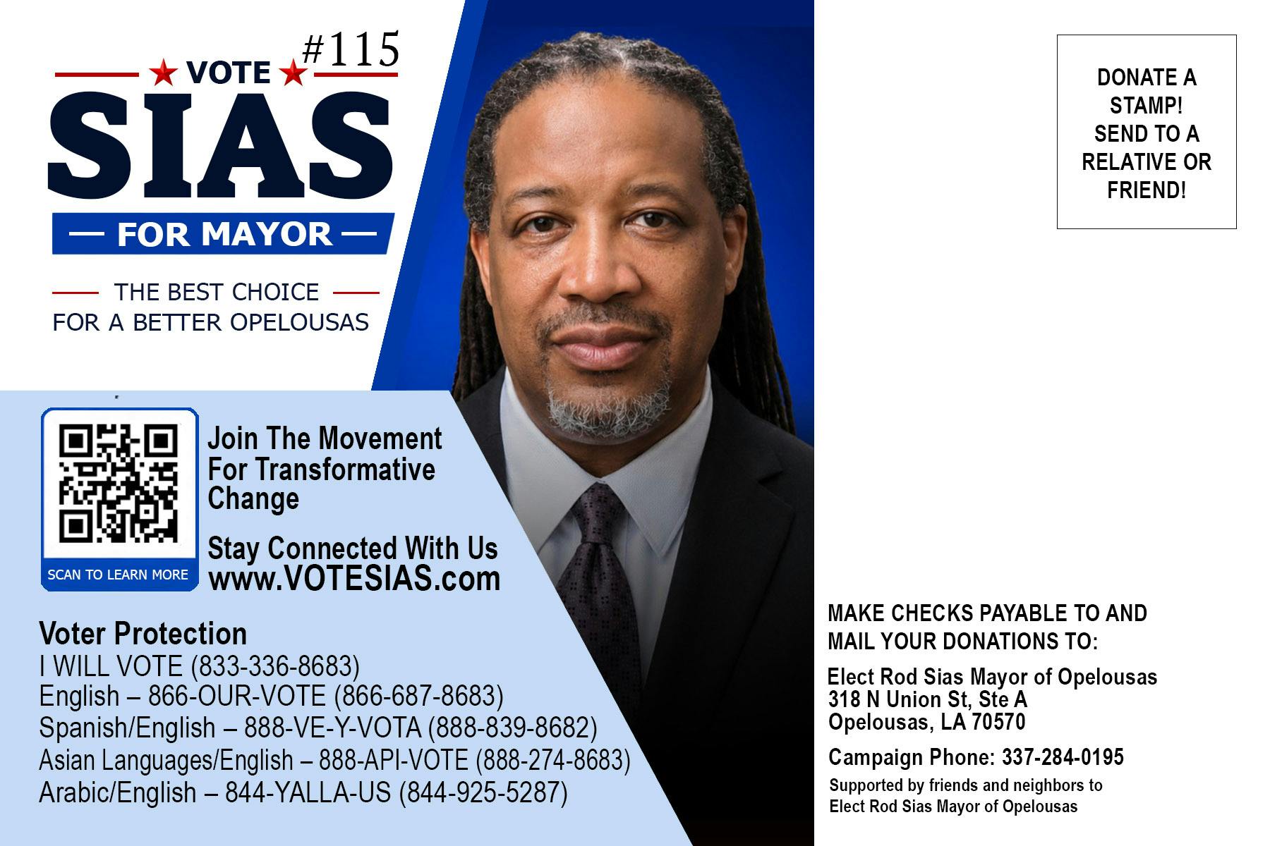 ROD SIAS 4" x 6" Post Card - HOME - BACK