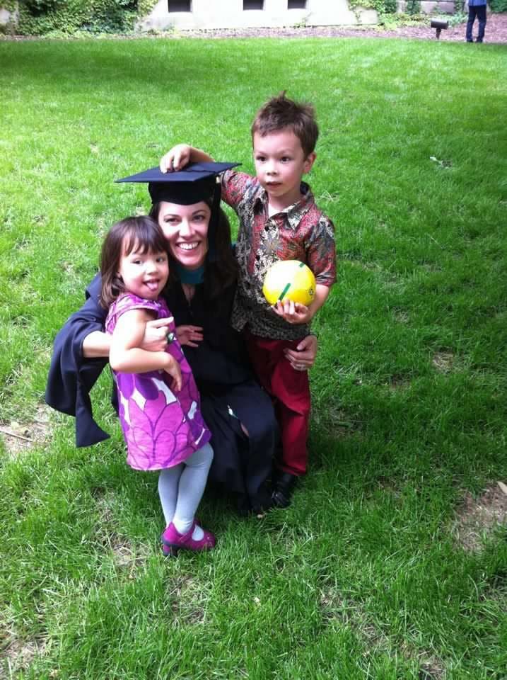 Leah with her two small children