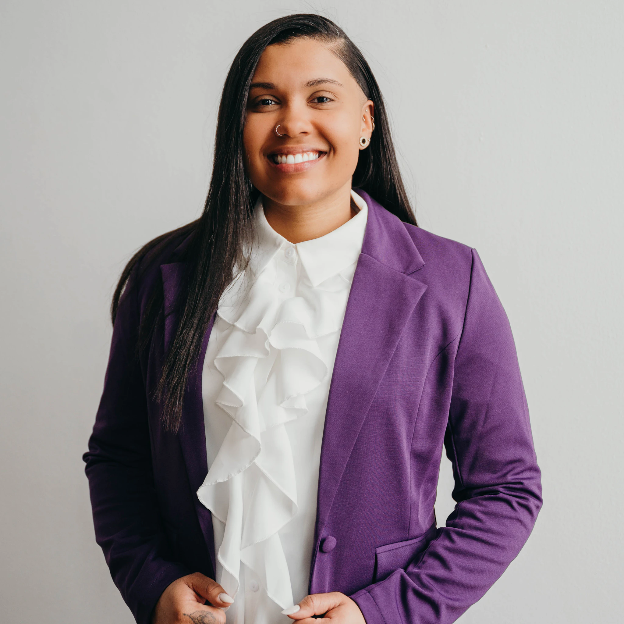 Portrait of Gabby Hood standing and smiling