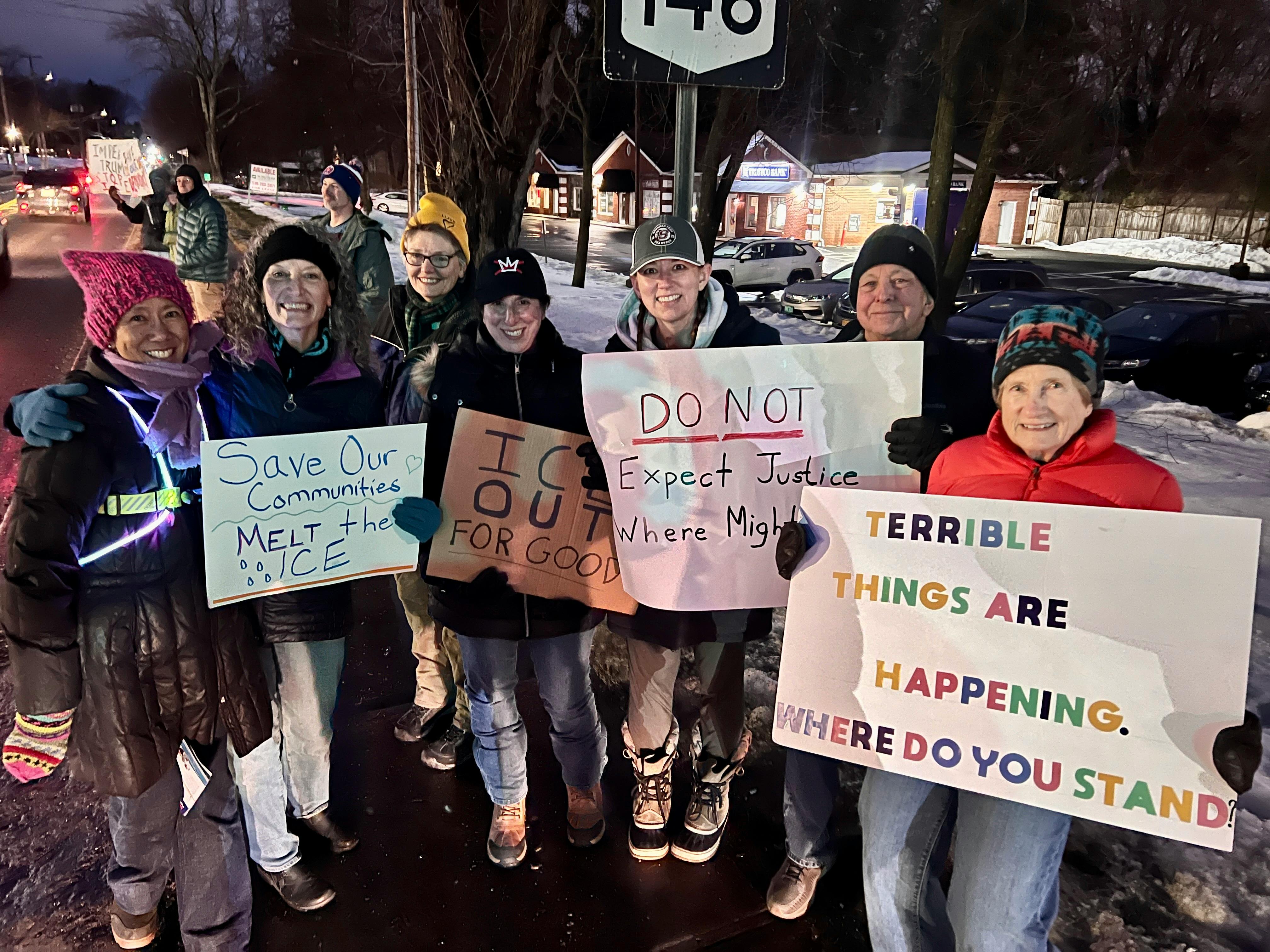 Sarah Rogerson with supporters