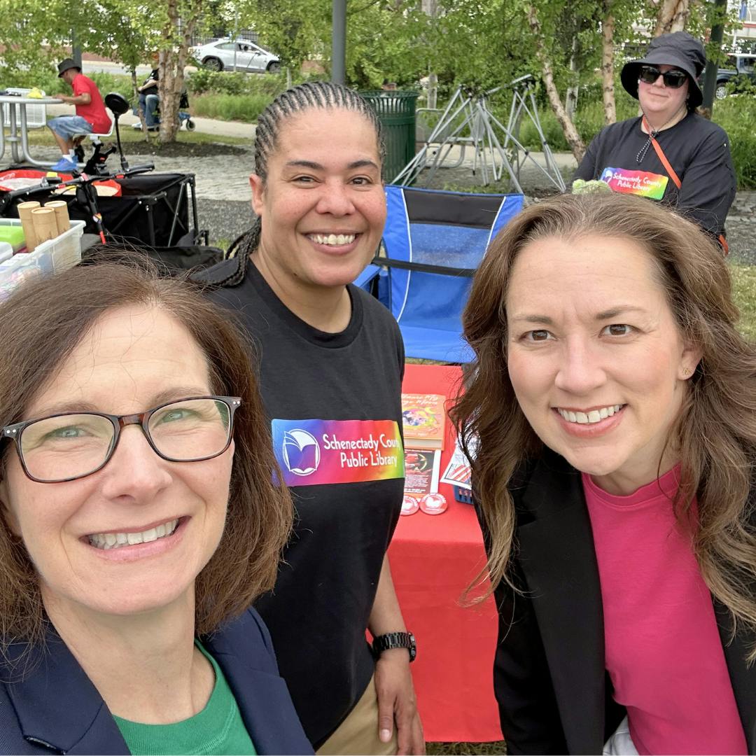 Sarah with neighbors at Schenectady Pride